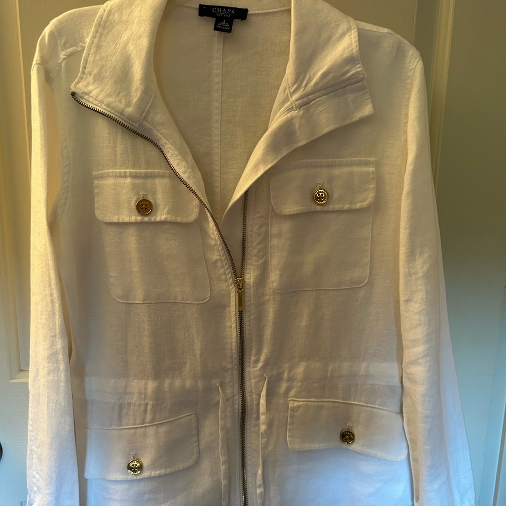 Chaps White and Gold Utility Jacket Lightweight Cotton